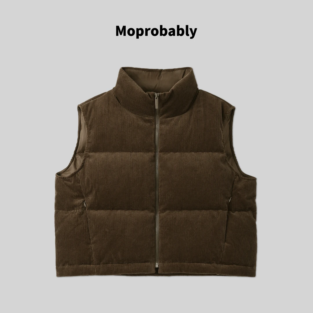 Moprobably予诺2024热力感秋冬新款保暖灯芯绒白鹅绒马夹L3416057