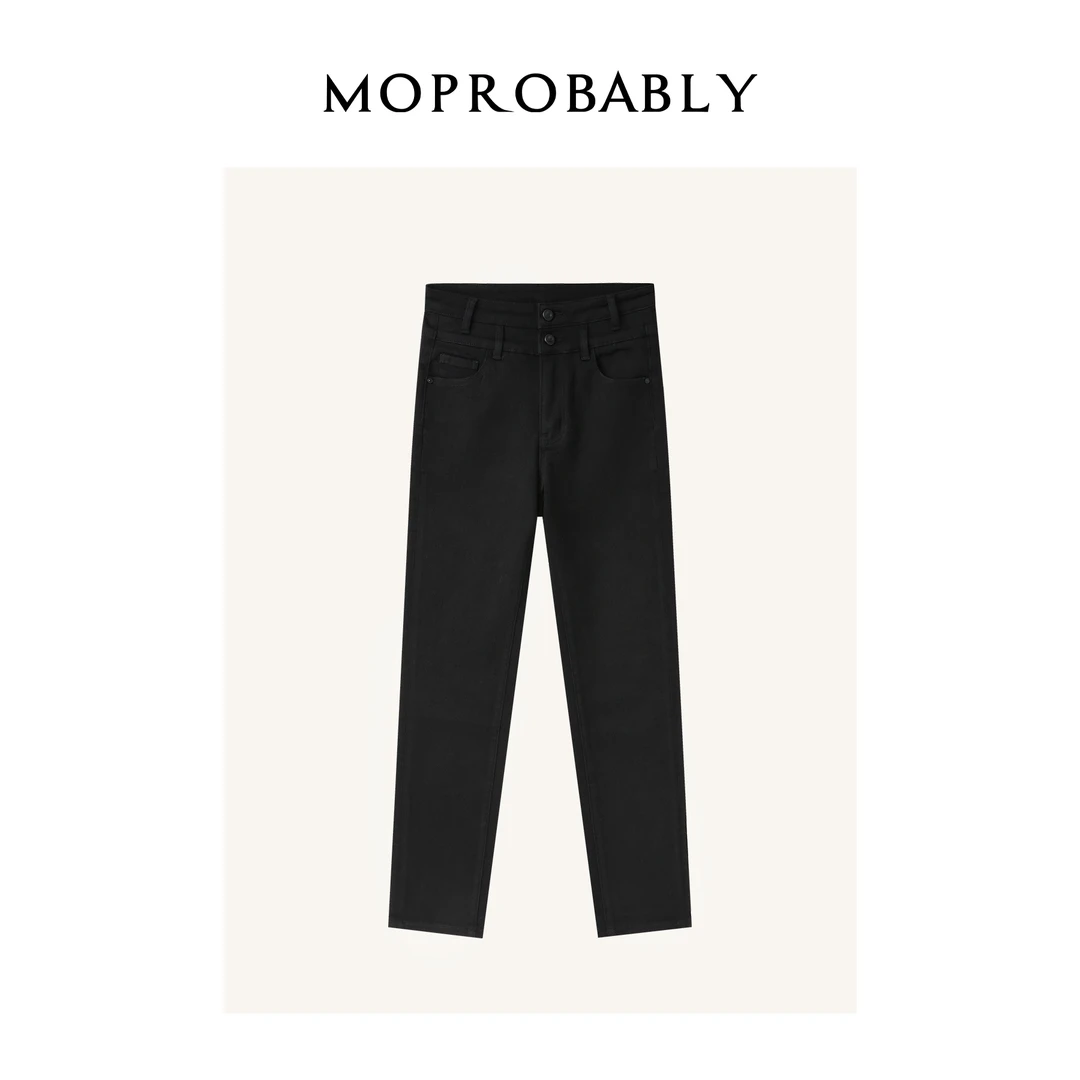 Moprobably李予诺「雅士裤」百搭显瘦修身小脚牛仔裤L4373321