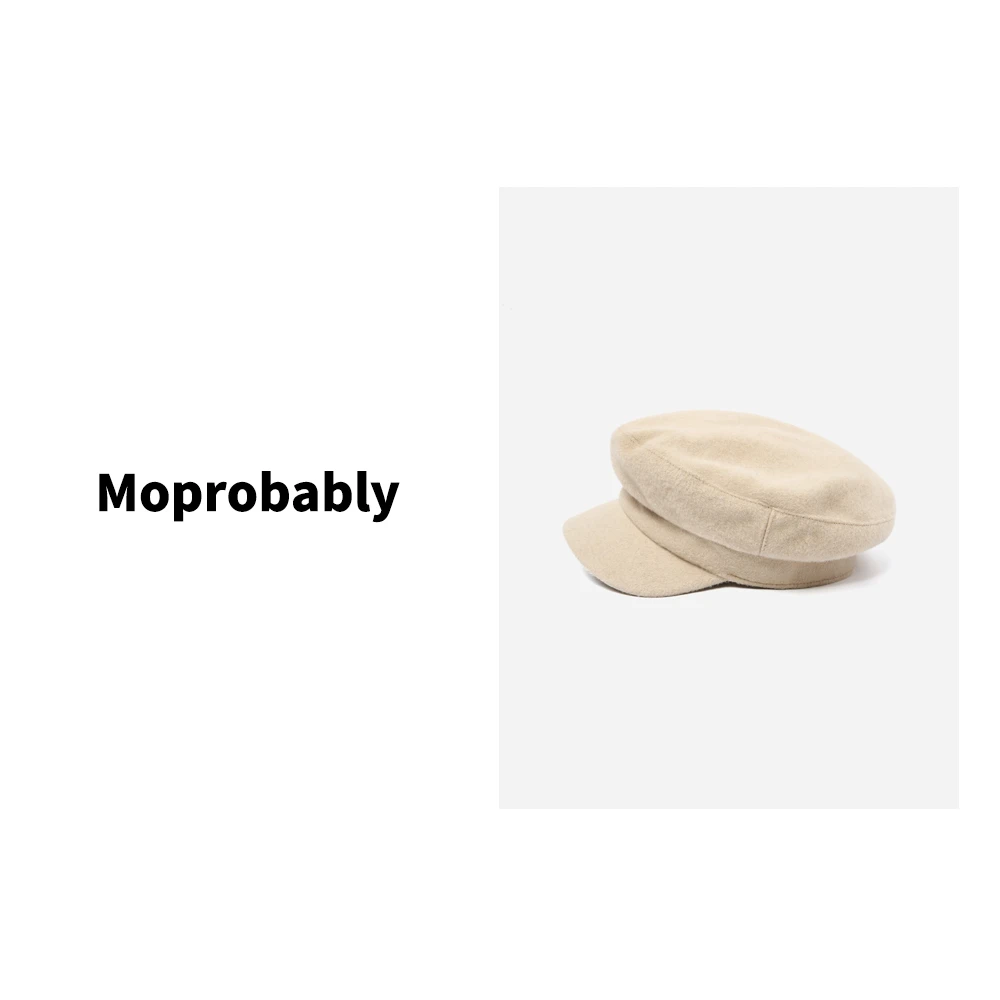 Moprobably2023秋冬新款美式贝雷帽子羊毛画家帽八角帽LE3439004