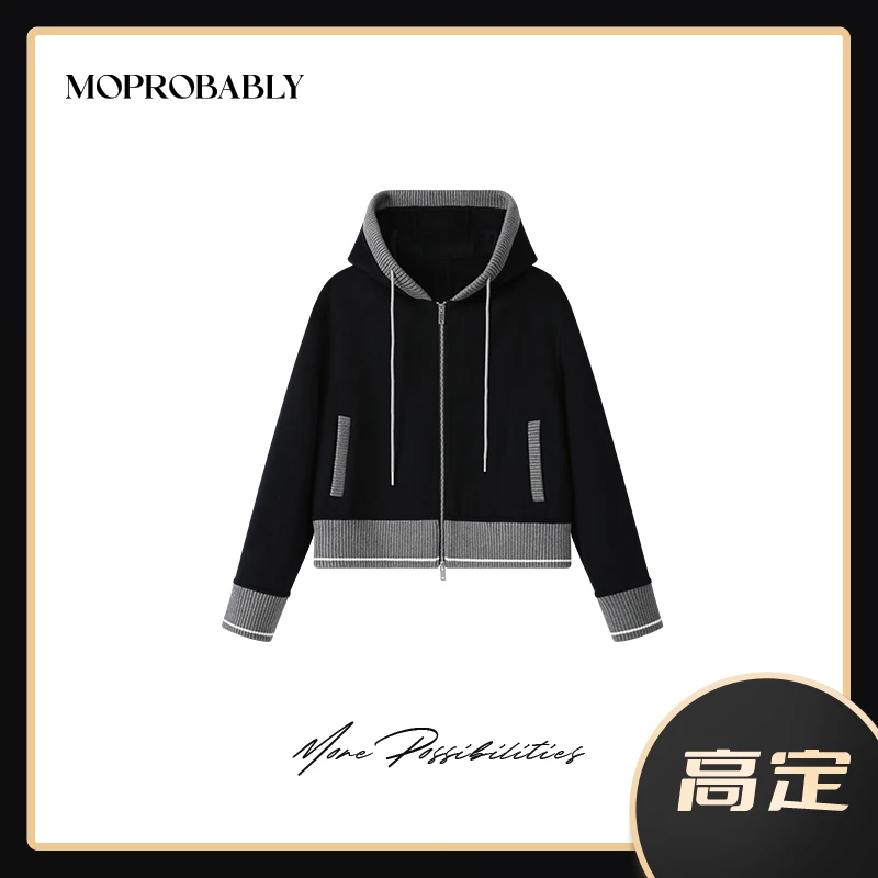 Moprobably李予诺「寻觅大衣」"100%绵羊毛"连帽针织开衫L4477344