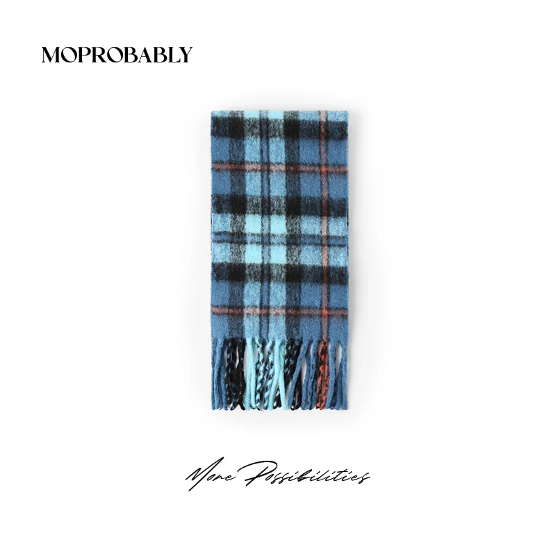 Moprobably李予诺 时尚个性冬季搭配潮流撞色格子围巾L4442306