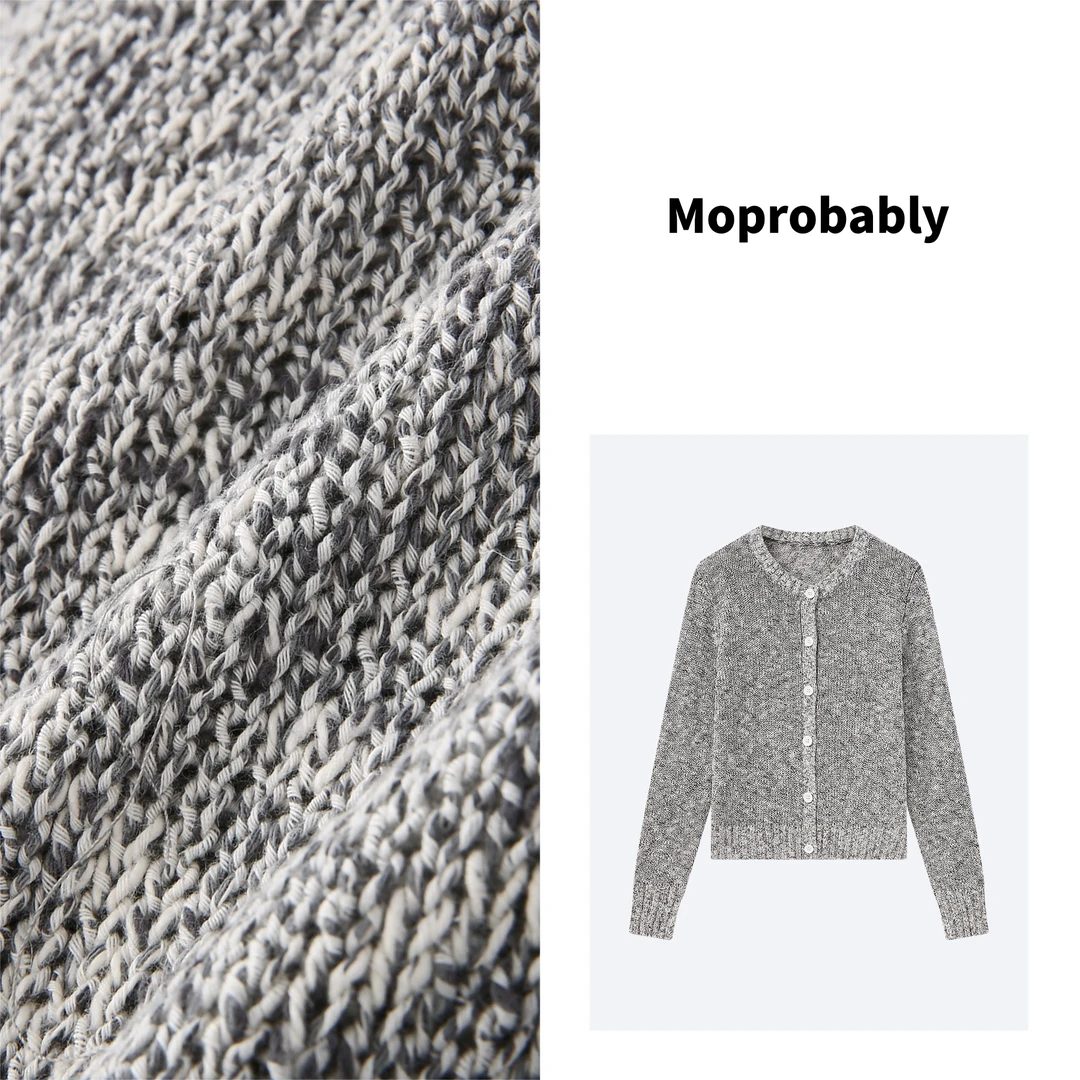 Moprobably予诺【福利款】休闲百搭简约风透气针织亚麻开衫L3314099