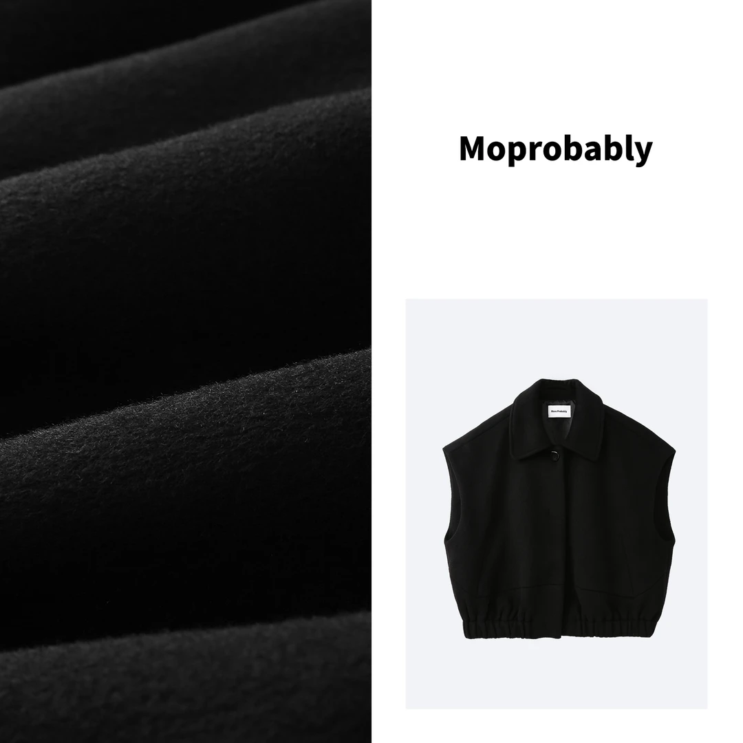 Moprobably予诺2023春夏新款简约风无袖坎肩绵羊毛马夹L3315083