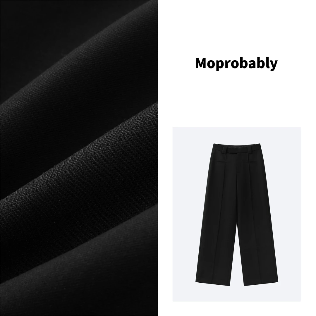 Moprobably「玛嘉特阔腿西裤」【福利款】腰带直筒西装裤 L3322099