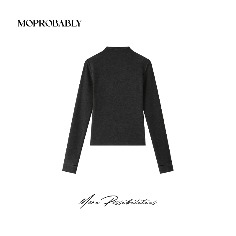 Moprobably李予诺「冬需打底」红人上新极简风打底长袖T恤L4447328