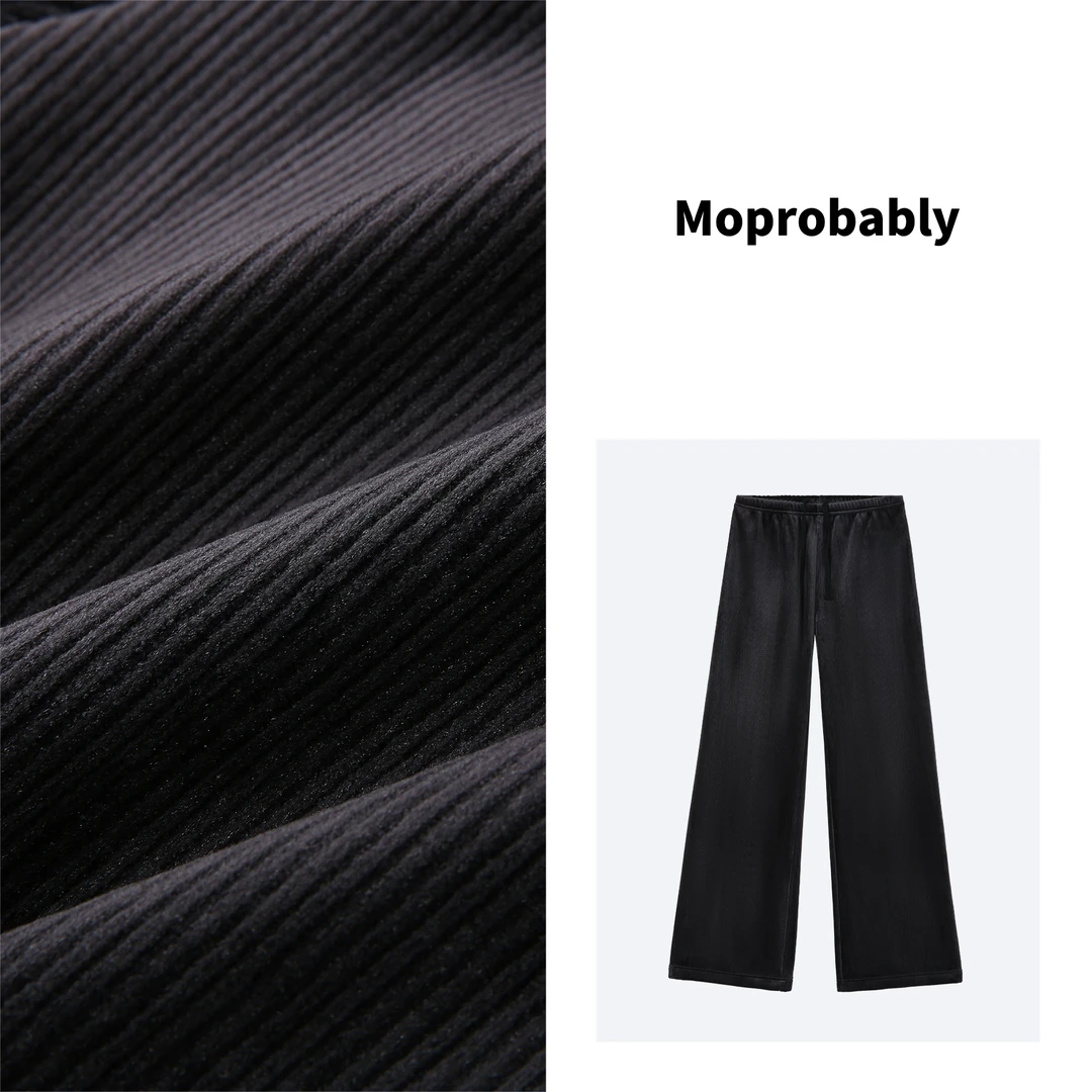 Moprobably2023秋冬新款纯色简约宽松显瘦阔腿休闲裤L3422144