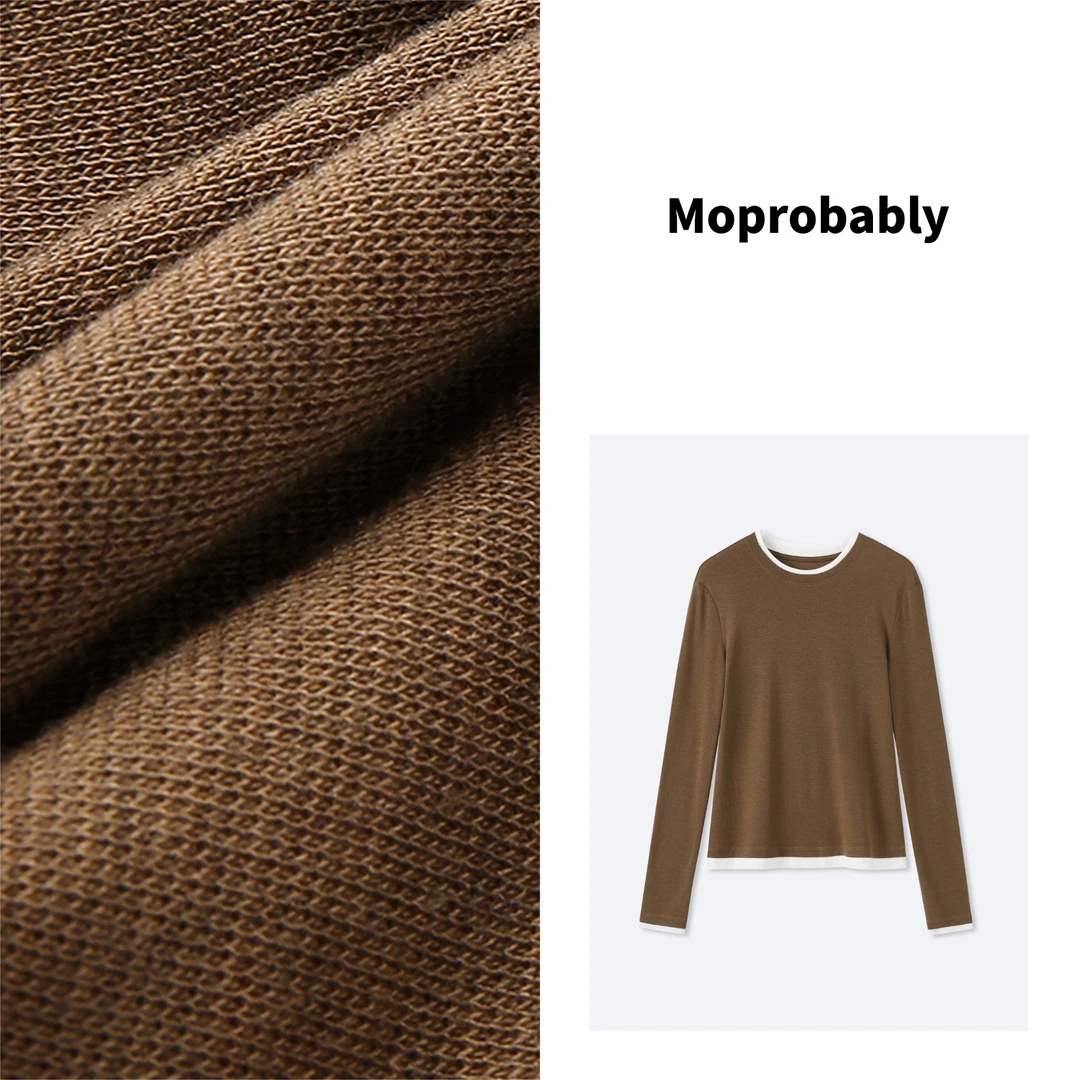 Moprobably予诺2023秋冬新款气质撞色假两件简约风打底L3411099