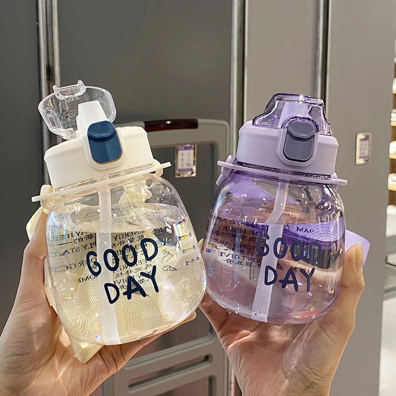 网红可爱超大容量学生便携户外简约防摔大号斜挎大肚杯韩版喝水杯