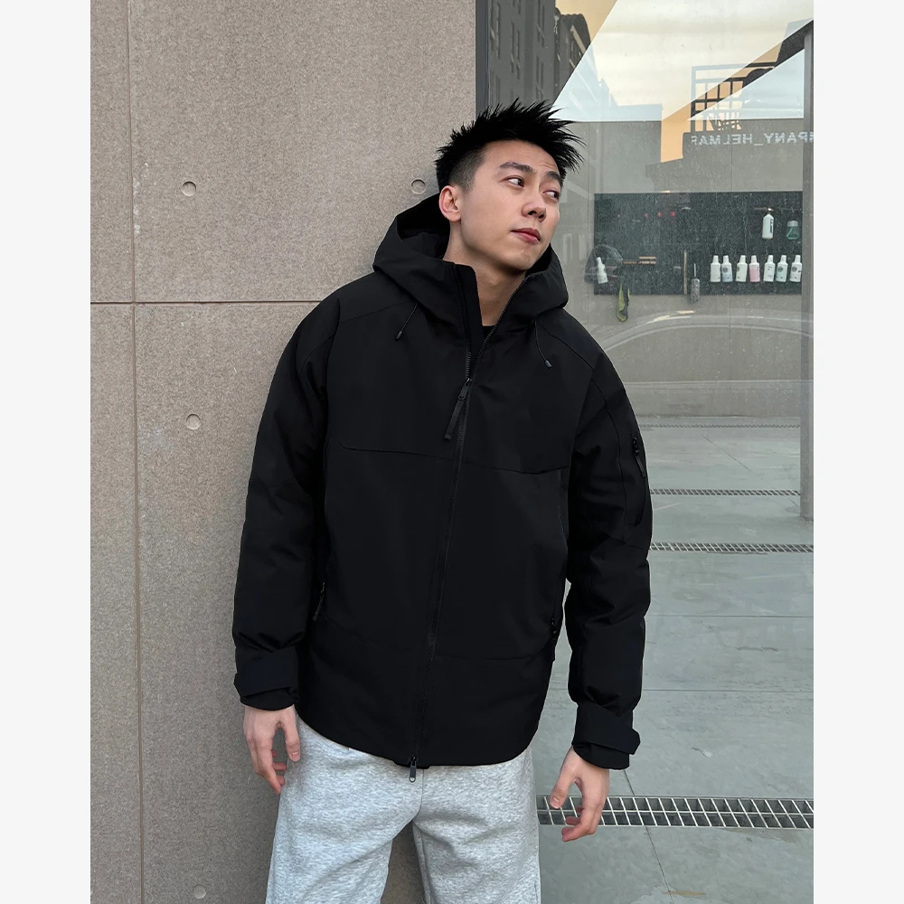 YIHAO STUDIO男士连帽羽绒服户外休闲保暖冲锋衣夹克外套