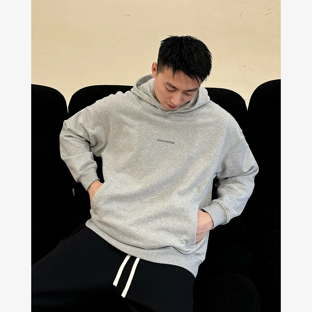 YIHAO STUDIO秋款男士美式连帽卫衣户外百搭宽松套头运动衫