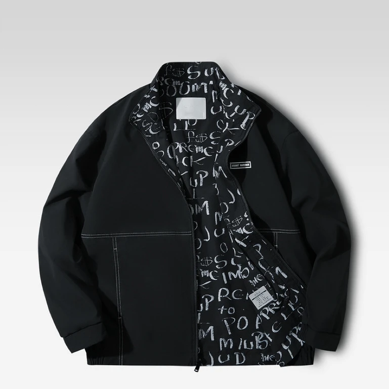 H642剪标春秋季双面穿时尚立领潮流百搭时尚夹克外套