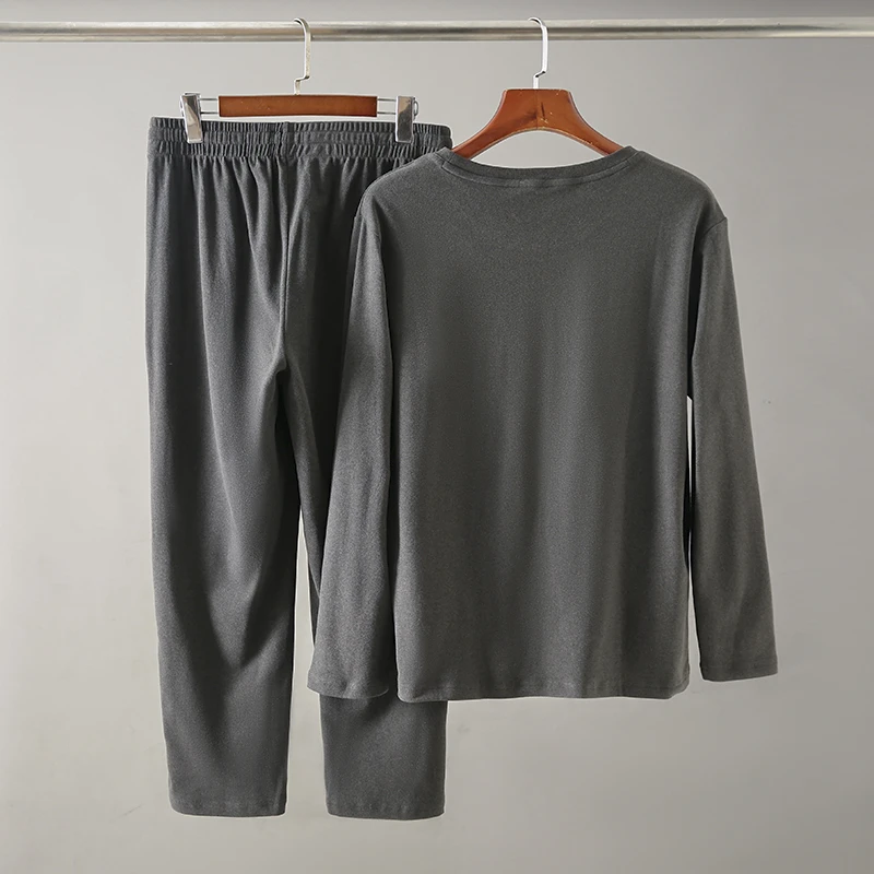 剪标时尚百搭休闲圆领上衣Y754宽松系带弹力腰男士两件套装