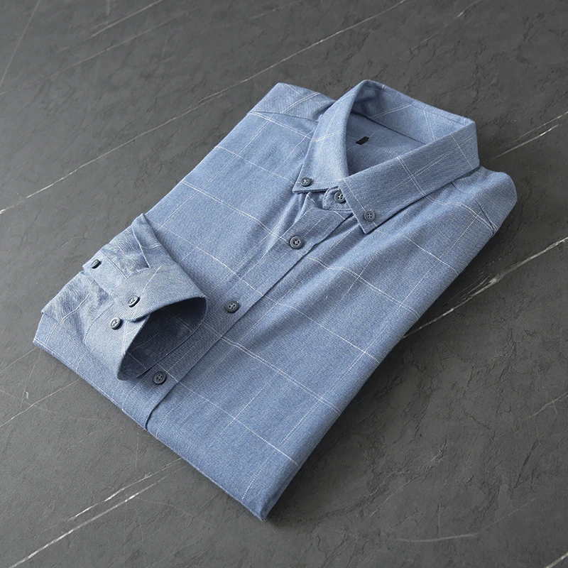 H646春秋季剪标时尚格纹舒适亲肤休闲百搭长袖衬衫