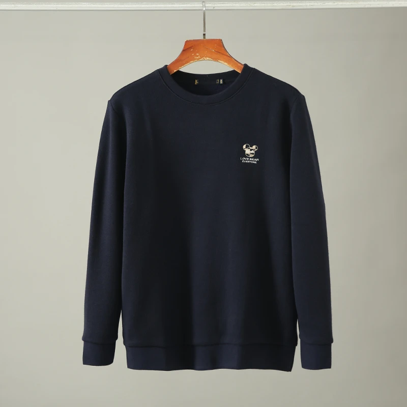 HS597剪标秋冬季加绒加厚保暖针织长袖刺绣卡通装饰圆领休闲毛衣