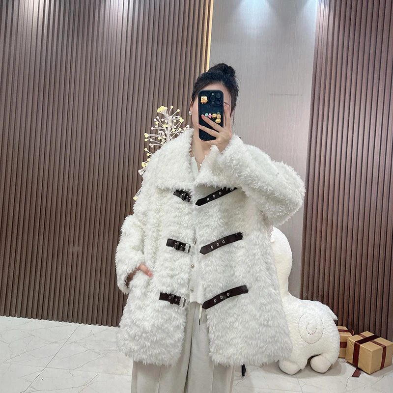 HANYU/韩禹23655新款100%羊毛外套女加厚气质显瘦保暖宽松款时尚