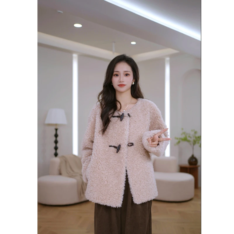 HANYU/韩禹TF115新款羊毛外套女宽松显瘦时尚气质百搭设计师秋冬