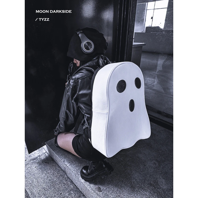 通勤大容量幽灵书包男学生双肩包小众设计旅行背包女骑机车头盔包