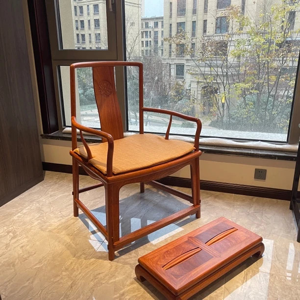 【明世轩】缅花大扇南大果紫檀明式家具红木靠背椅主人椅王世襄同款