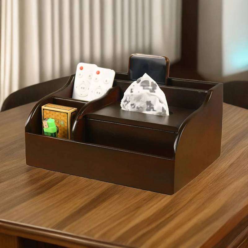 实木中式收纳纸巾盒遥控器收纳盒客厅深色纸巾盒客厅实木纸巾盒