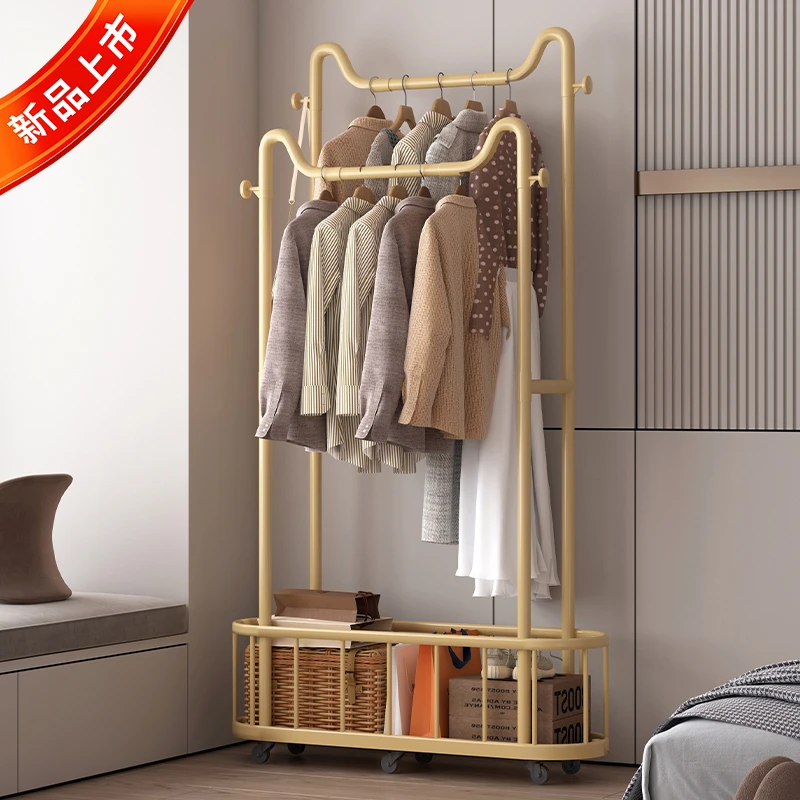 轻奢衣帽架落地晾衣架简易挂衣架家用立式衣服架可移动卧室衣架子