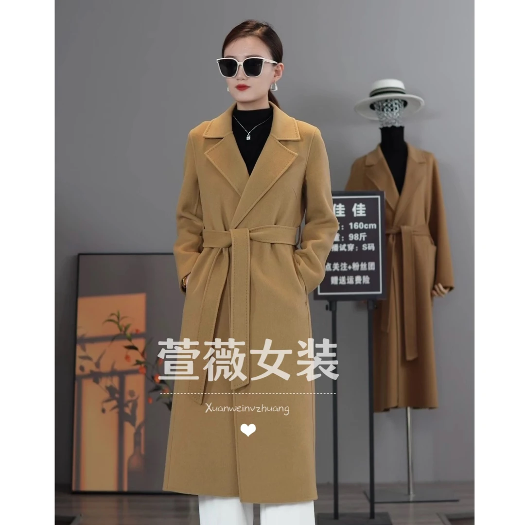 XW-2026新款修身正肩显瘦时尚中长款高端双面呢气质羊毛大衣外套