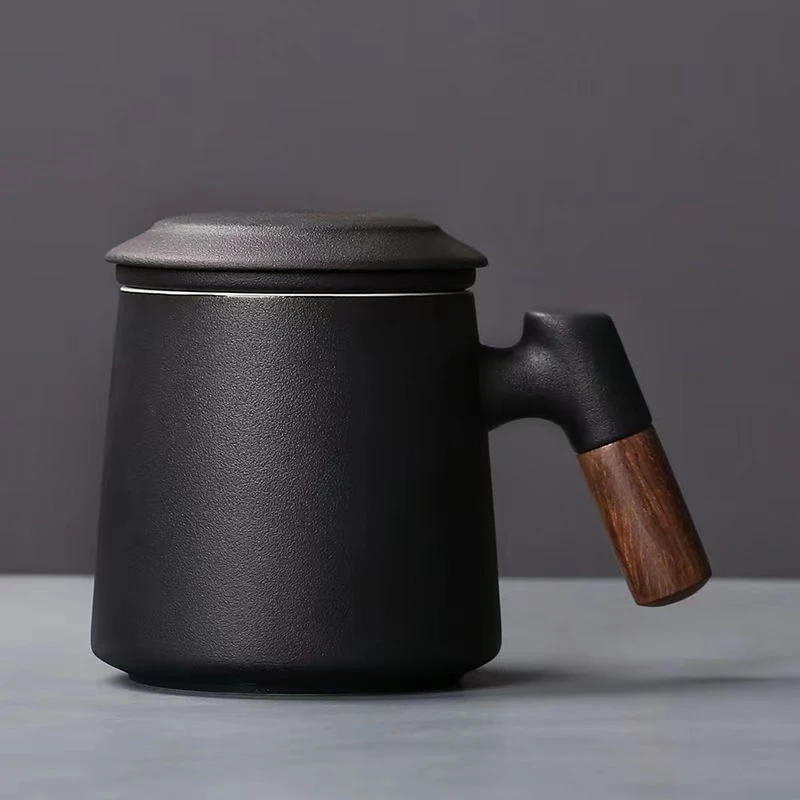 陶瓷带盖过滤网办公室茶杯隔仓花茶杯喝水杯子家用个人茶水分离杯