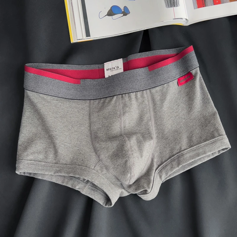 日系DB3条纯绵男士内裤男潮平角裤日系纯色简约舒适透气运动四角