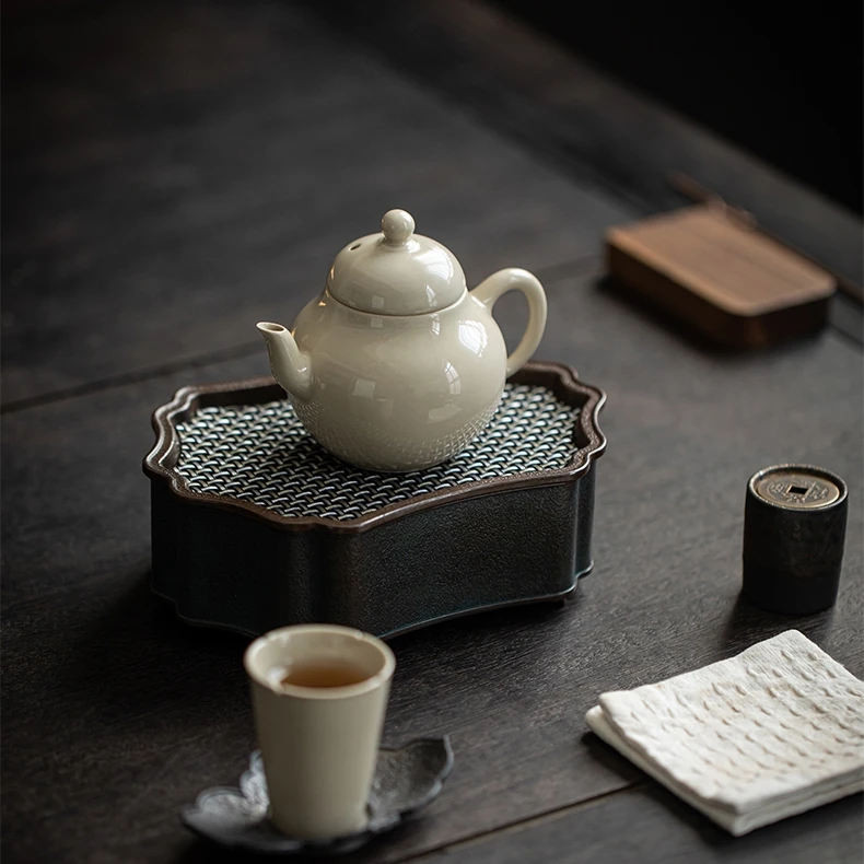 中式仿古梨形壶陶瓷手工茶壶草木灰釉泡茶壶功夫茶具过滤孔单壶