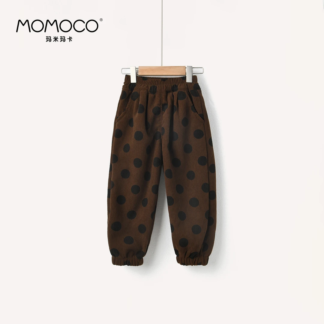 MOMOCO女童冬季满印圆点一体绒裤子79830354013&12
