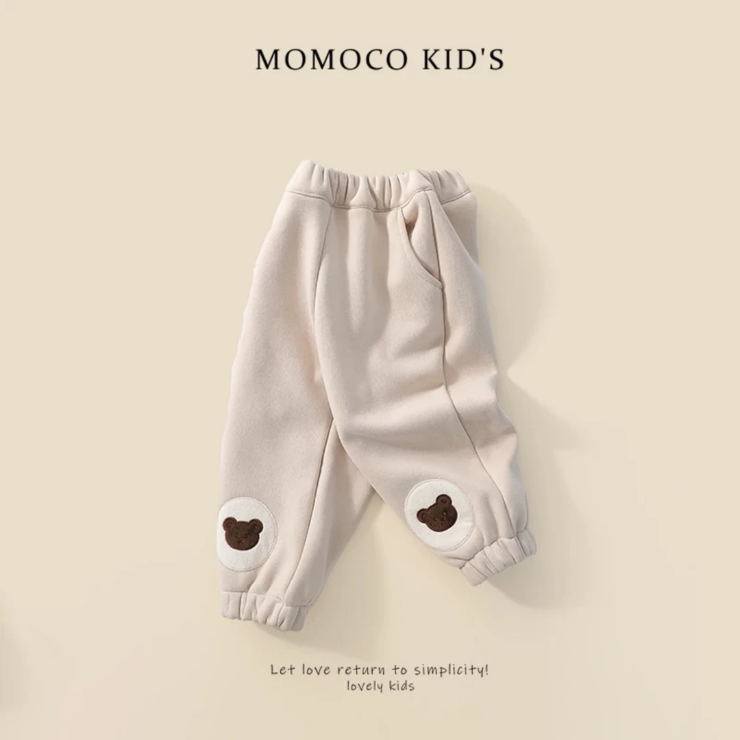 MOMOCO冬季女童拼接贴布绣熊针织裤76880358204