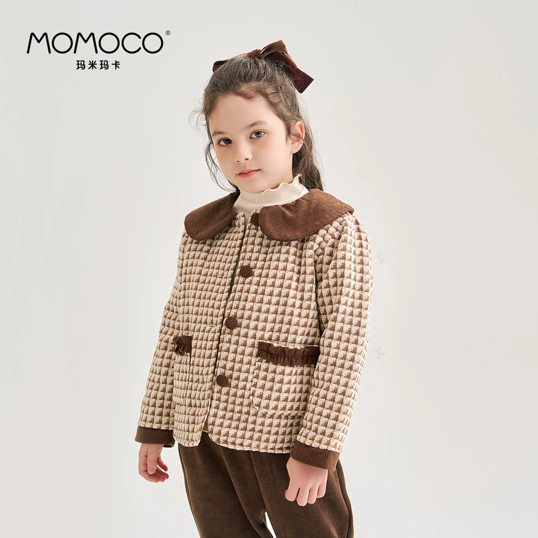 MOMOCO女童冬季韩版时尚格子外套76830101203