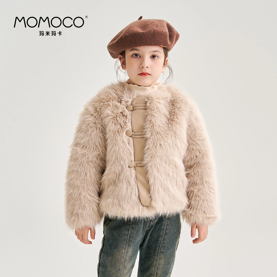 MOMOCO女童冬季高级毛毛拼皮外套76830105202