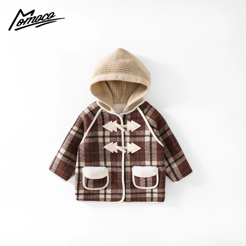 MOMOCO冬季新款男童时尚格子韩版加绒外套75430120002