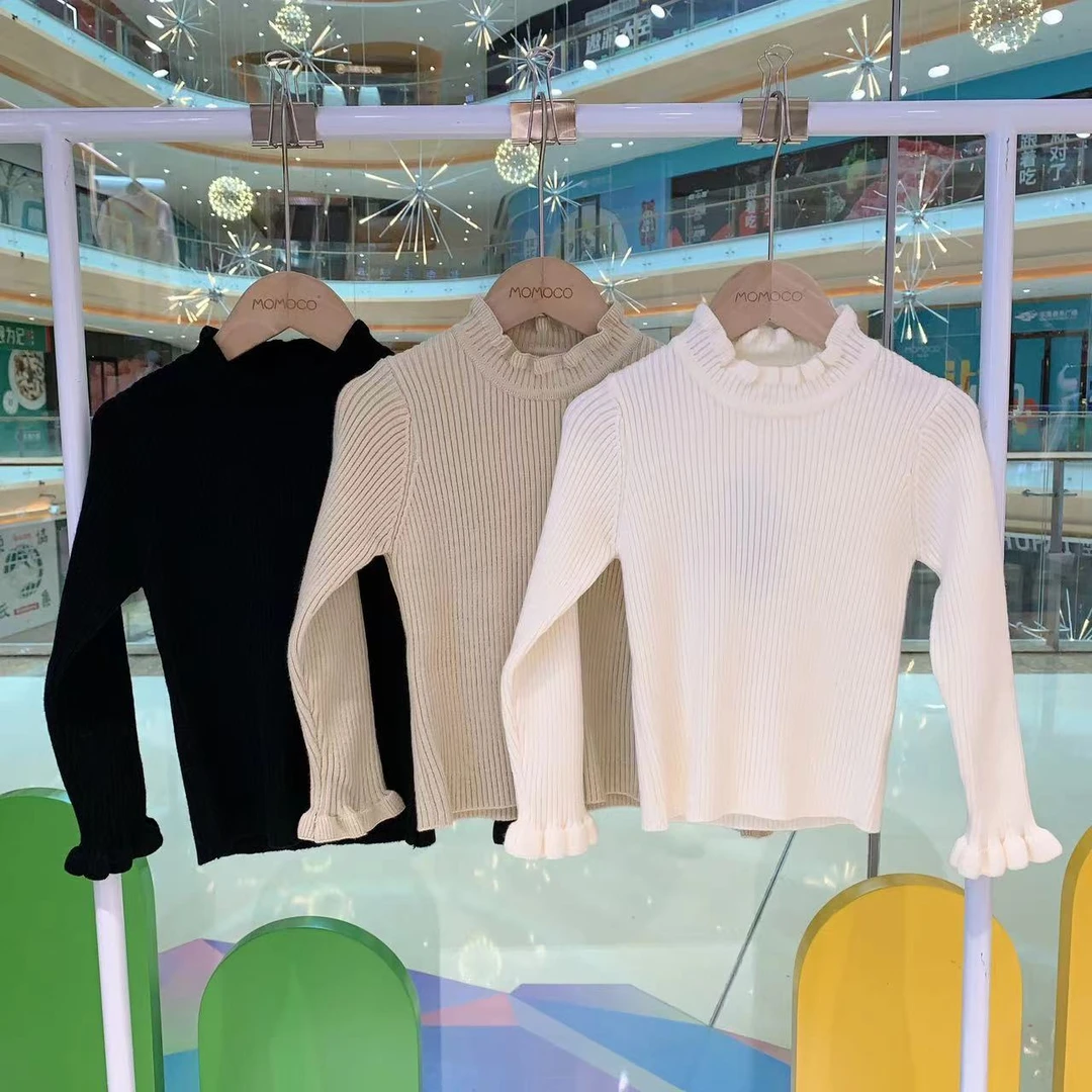 MOMOCO女童冬季新款韩版百搭条纹纯色打底衫75830230017/18/21