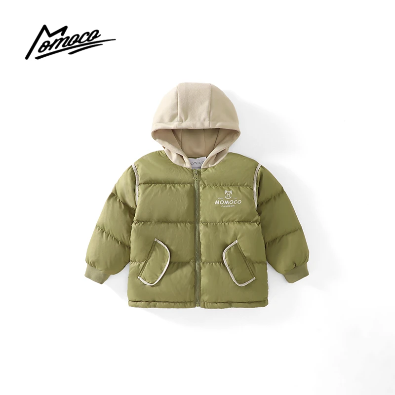 MOMOCO冬季新款潮流拼接羽绒服连帽轻薄款羽绒服75430102024