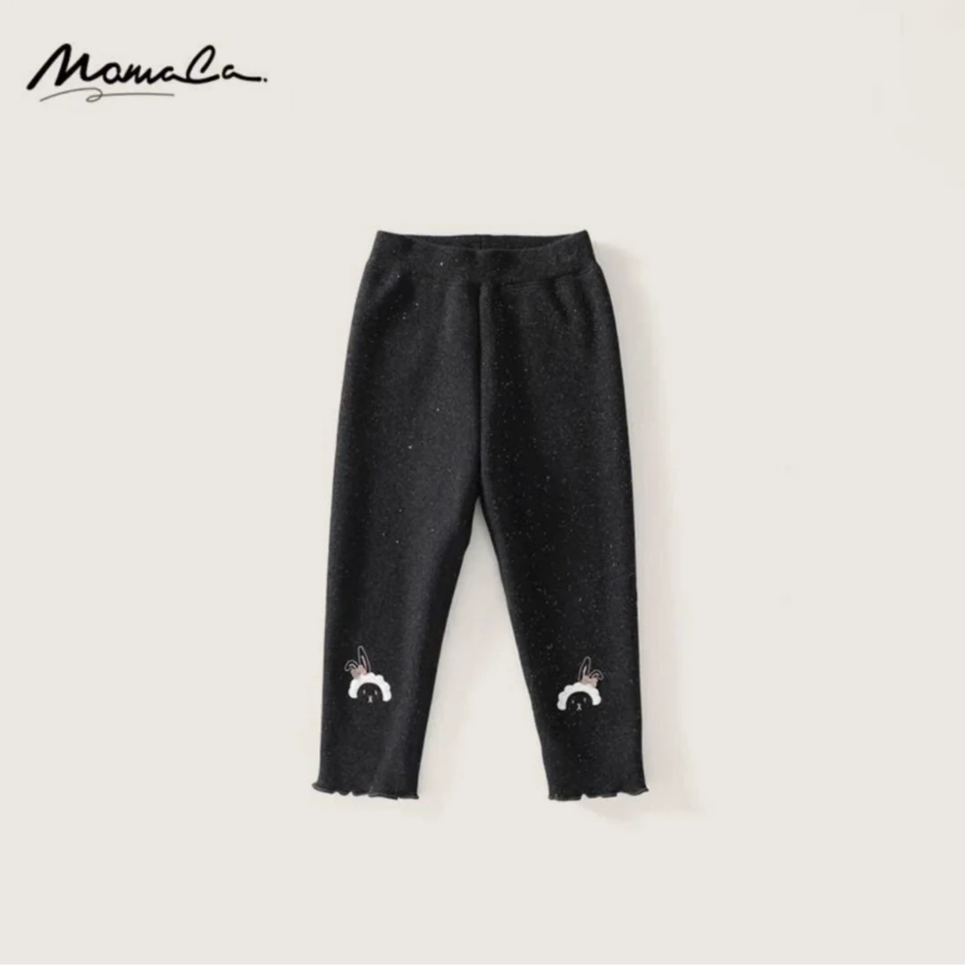 MOMOCO冬季女童时尚绣花撒银加绒打底裤75830360011