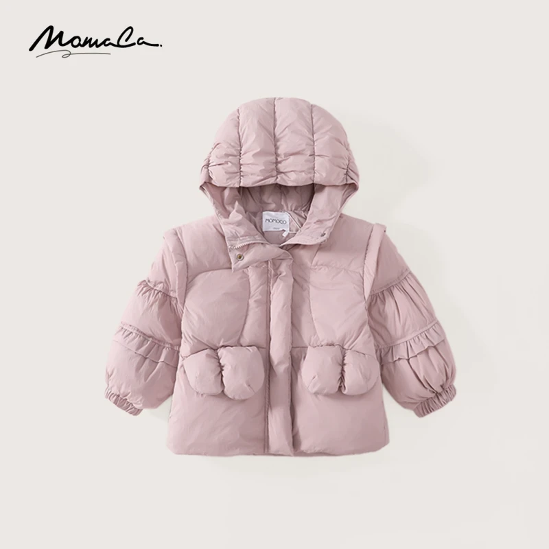 MOMOCO冬季新款女童韩版休闲纯色甜美羽绒服75830102021