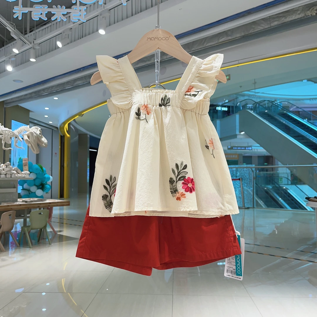 MOMOCO女童夏季甜美绣花无袖套装76630580046