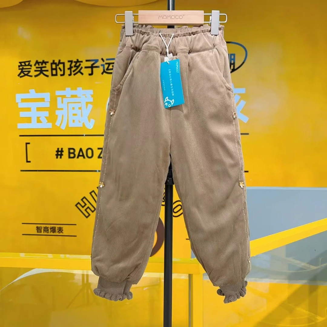MOMOCO女童冬季大棉裤舒适百搭小花夹棉布长裤76810354205