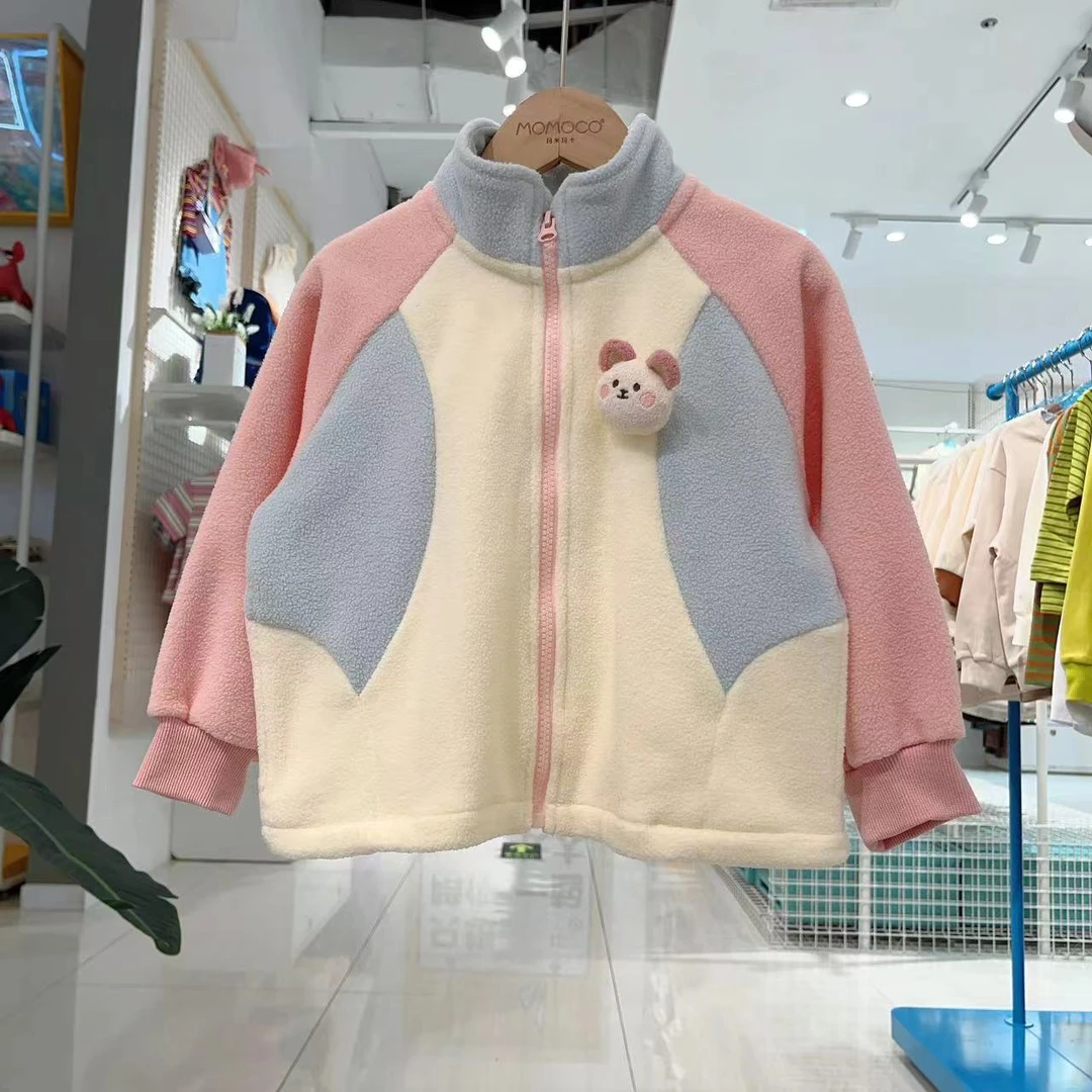 MOMOCO冬季新款女童拼接毛绒外套75830128003