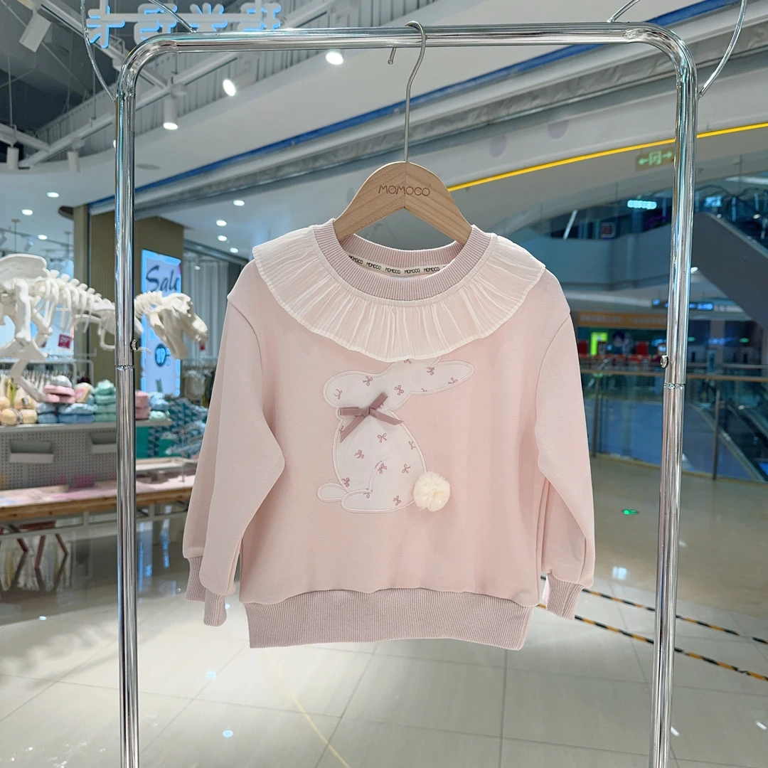 MOMOCO秋冬女童卡通兔子花边领印花时尚卫衣75730232014