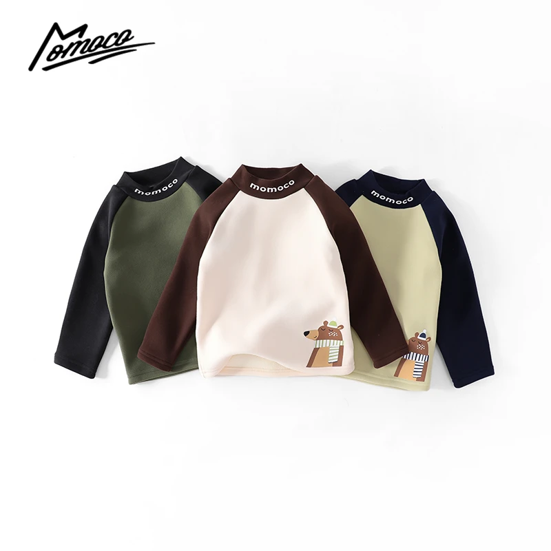 MOMOCO冬季新款男童时尚潮流撞色印花打底衫75430239032&33&34