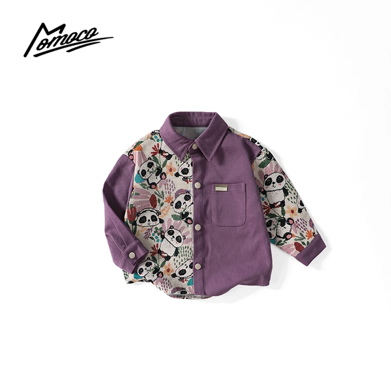 MOMOCO秋季新款男童时尚新中式拼接小熊猫百搭外套75330107100