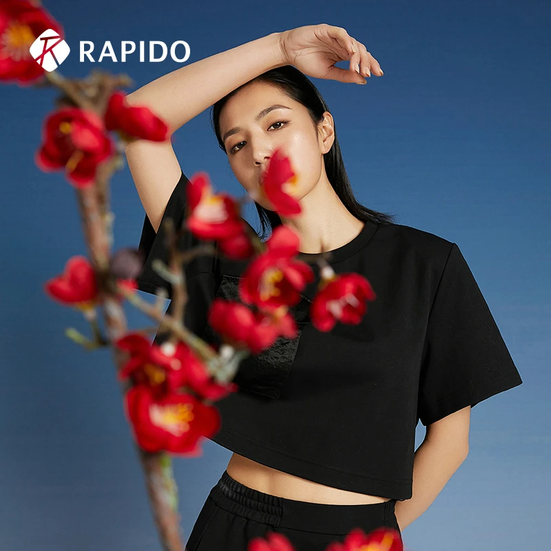 Rapido夏季女士WRONG系列时尚拼接运动短袖T恤商场同款CP1475V15