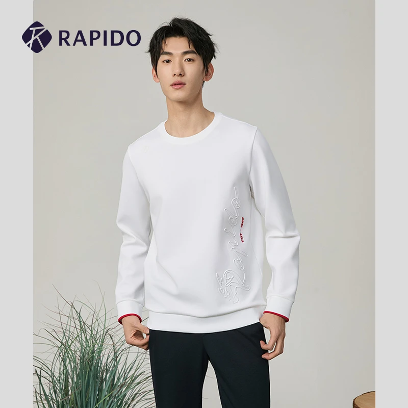 Rapido2025年新款男子空气层红色长袖卫衣休闲印花T恤CN4Z41A35