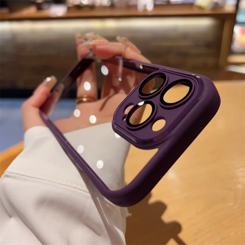 适用苹果15透明肤感手机壳iPhone自带镜头膜14promax超薄防摔12硬