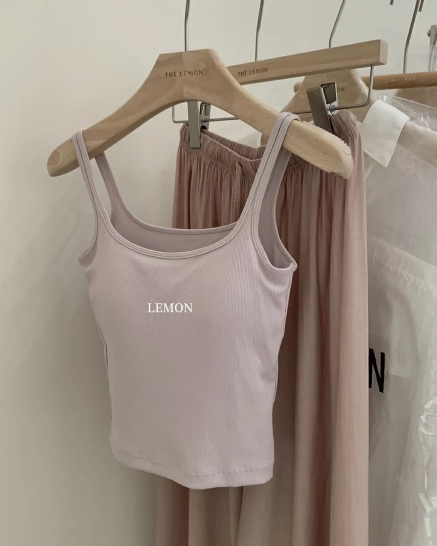 新款韩版方领简约百搭背心螺纹棉带胸垫显瘦遮副乳纯欲内搭打底