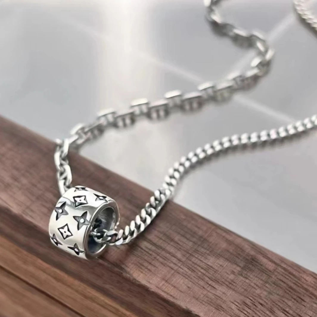 坠链均925银 2023新款s925纯银项链老花路路通开口设计女轻奢