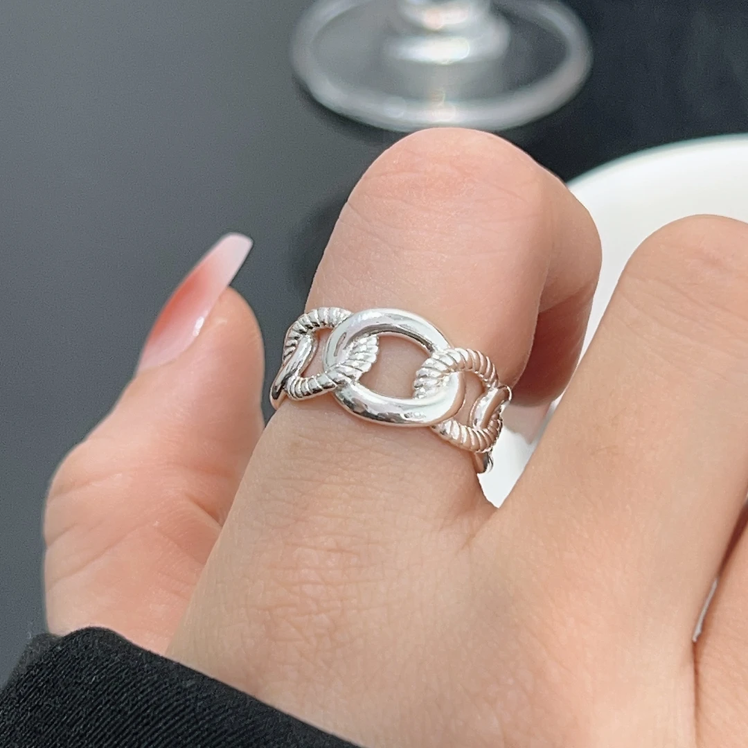 925银戒指 【个性麻花】ins小众设计简约戒指时尚2024年新款