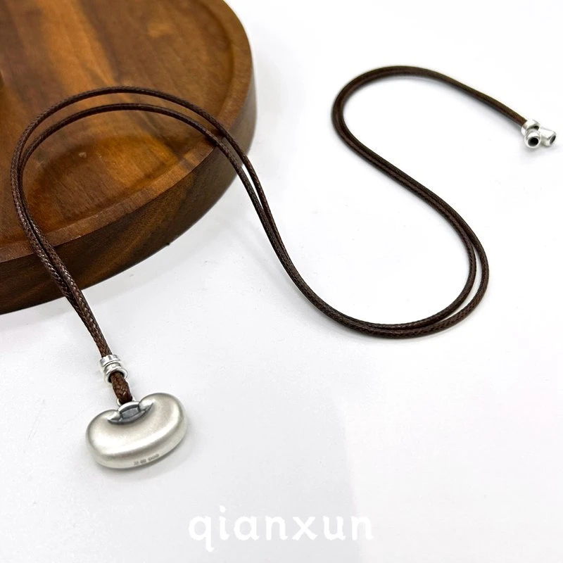 吊坠足银 【元宝】复古元宝苹安锁实心项链小众设计2024秋冬新款